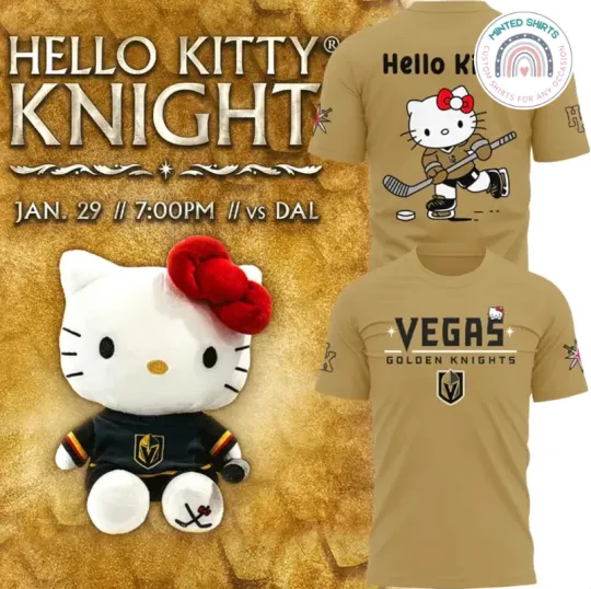 Discover Vegas Golden Knights x Hello Kitty 2025 Special Edition 3D T-Shirt