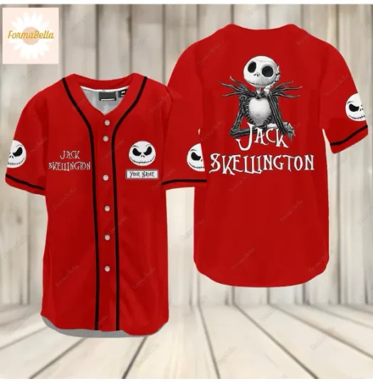 Discover Halloween Jack Skellington RED 3D Baseball Jersey Shirt HALLOWEEN GIFT US SIZE
