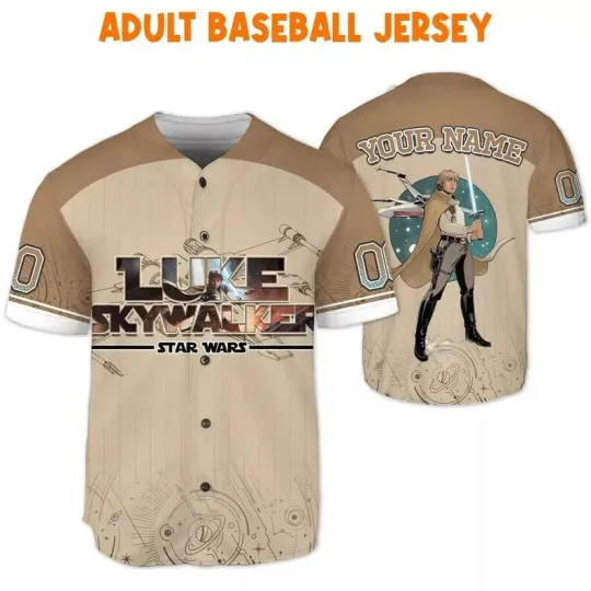 Personalized Luke Skywalker Star Wars Character 3D Baseball Jersey Shirt
