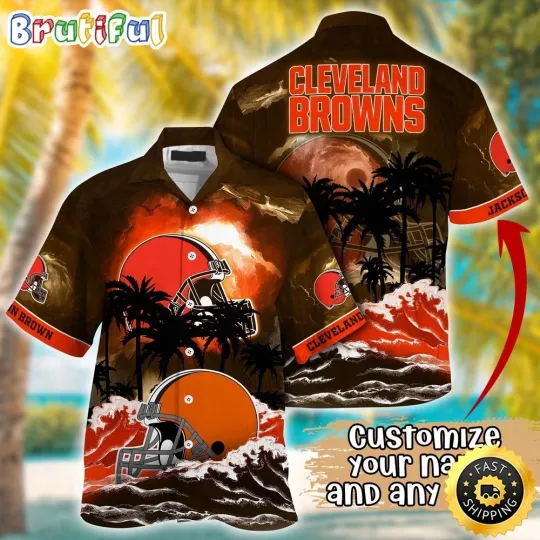 Discover Personalized Cleveland Football Hawaiian Shirt Logo Aloha Shirt For Fans