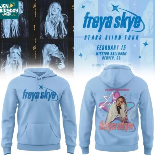 Discover Freya Skye Stars Align Tour 2026 Baby Blue Double Sided Hoodie