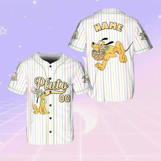 Discover Personalized Pluto Dog Easter Eggs Basket Hunt Easter 3D Baseball Jersey Shirt