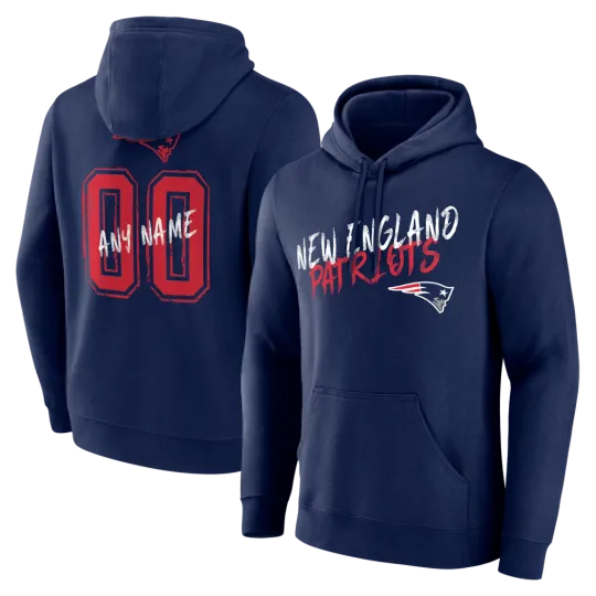 Discover Personalized New England Patriot Navy Hustle Name And Number Hoodie