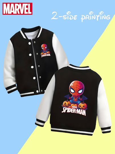 Discover Marvel Spider-Man Halloween Boys Baseball Jacket - Spider-Man Halloween cute design, double-sided to convey the festive a