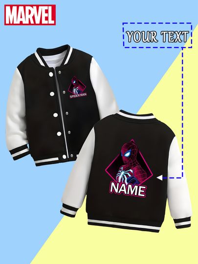 Discover Marvel Boys Baseball Jacket - Spider-Man Cyber Diamond Design, full of futuristic sense, very stylish for science and tec
