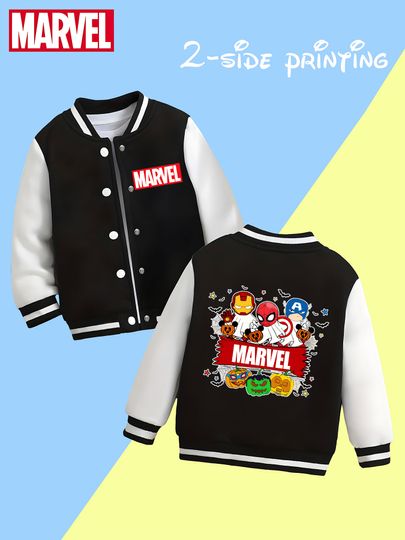 Marvel Avengers Halloween Boys Baseball Jacket - Avengers Halloween element print, double-sided creative, warm fabric, su