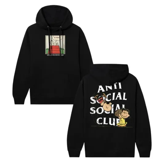 Discover Anti Soociial Clubb x Peanuts Sigh Unisex Double Sided Hoodie