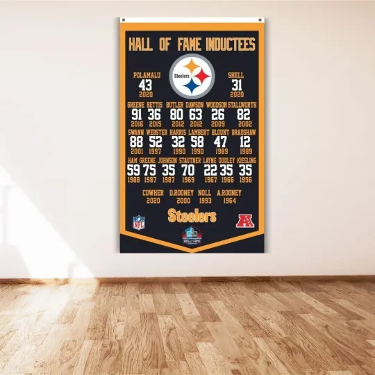 Discover Pittsburgh Steeler Hall of Fame Inductees Super Bowl Banner Vertical Poster