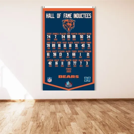 Chicago Bears  Vertical Poster Hall of Fame Inductees Super Bowl Banner