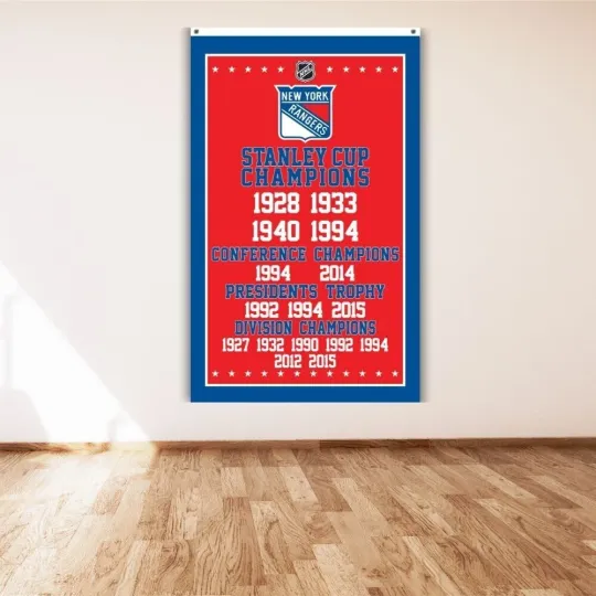 New York Rangers Banner Ice Hockey Stanley Cup Champions Poster