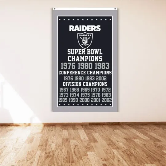 Discover Oakland Raiders Vertical Wall Poster Banner for Man Cave and Football Decor