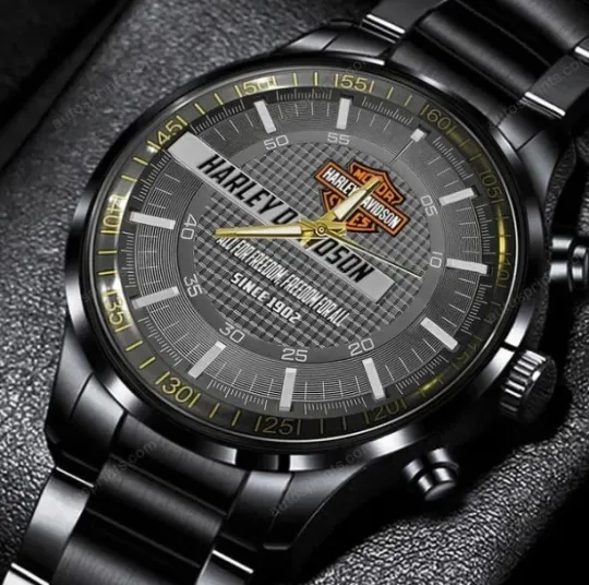 Discover Personalized Harley Motor Racing Davidsonn Black Stainless Steel Watch For Men
