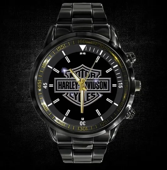 Discover Personalized Harley Motor Racing Davidsonn Black Stainless Steel Watch For Men