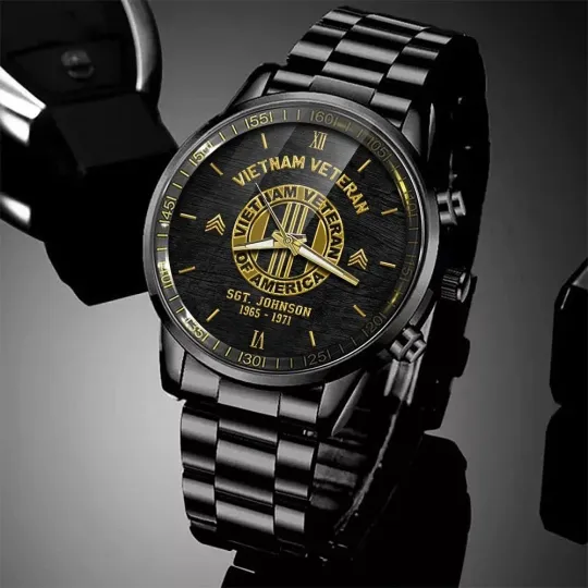 Discover Personalized Vietnam Veteran Black Stainless Steel Watch For Men