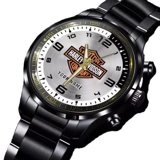 Discover Personalized Harley Motor Racing Davidsonn Black Stainless Steel Watch For Men