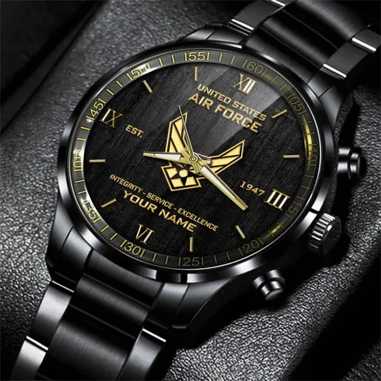 Discover Personalized US Air Force Integrity Service Excellence Stainless Steel Watch