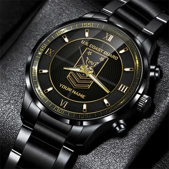 Discover Personalized U.S Coast Guard Guard Military Black Stainless Steel Watch For Men