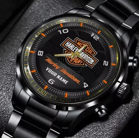 Discover Personalized Harley Motor Racing Davidsonn Black Stainless Steel Watch For Men