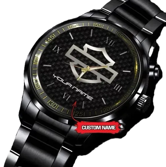 Discover Personalized Harley Motor Racing Davidsonn Black Stainless Steel Watch For Men