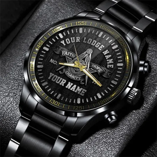 Discover Personalized Faith Hope Charity Black Stainless Steel Watch For Men