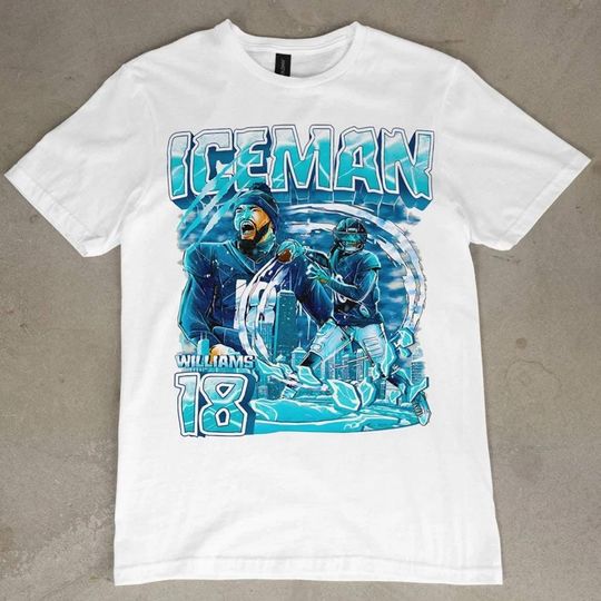 Discover Caleb Williams Iceman Chicago Bears T-Shirt  Retro football Football Graphic Fan Tee