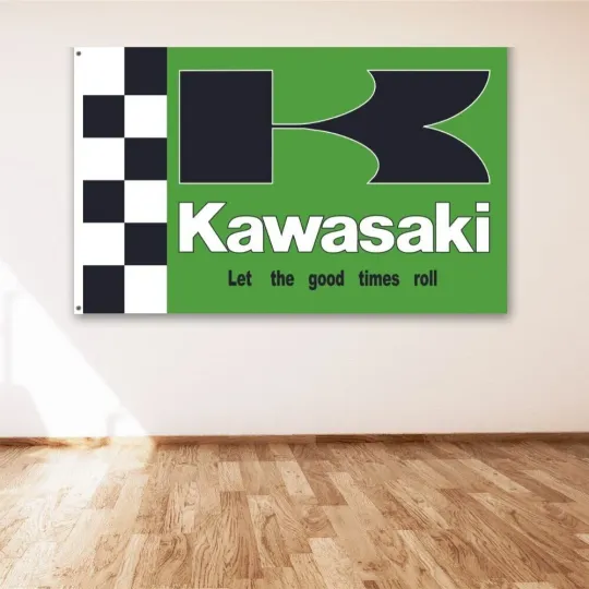 Discover 3x5 ft Racing Car Garage Wall Flag Banner Kawasaki Motorcycle Decor