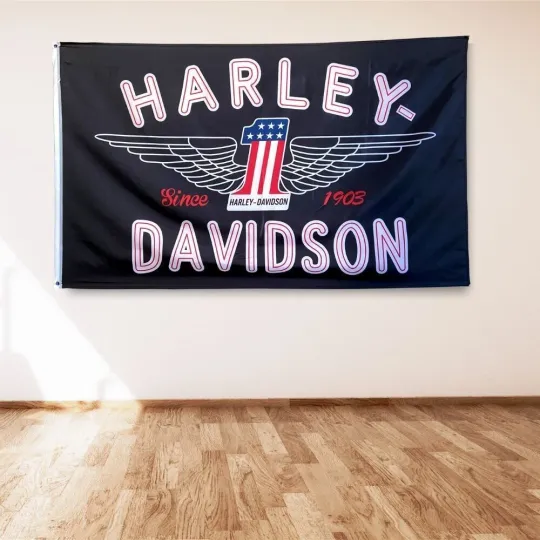 Haarleyy Davidson Motorcycle House Flag Banner Garage Wall Decor