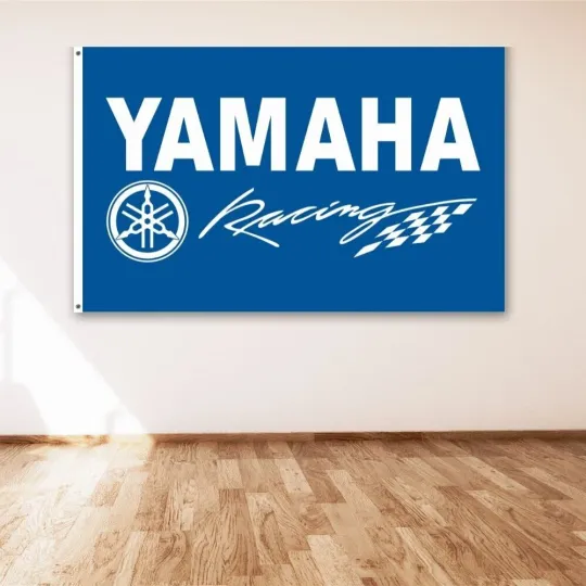 Discover Motorcycle Bike Moto GP Garage Wall Flag Yamaha Racing Logo Banner