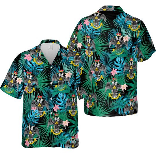 Discover Masonic 33rd Degree Scottish Rite Hawaiian Shirt Tropical Aloha 3D Print