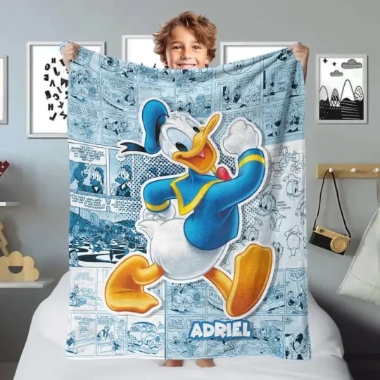 Personalized Donald Duck Blanket, Gift for Kids