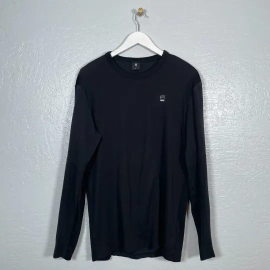 Discover G Star Raw Men M Black Motac Deconstructed Long Sleeve Crew Neck Shirt Cotton