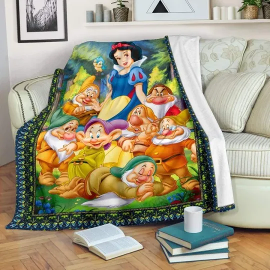 Beautiful Snow White and Seven Dwarfs In The Forest Blanket, Gift for Kids