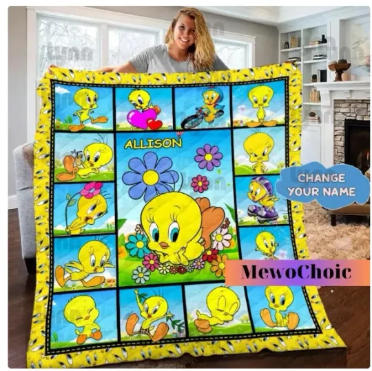 Discover Personalized Tweety Quilt, Cartoon Quilt, Gift For Kids