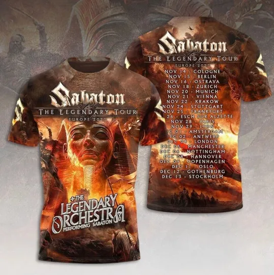 Discover Sabaton The Legendary Tour Europe 2025 3D T-Shirt