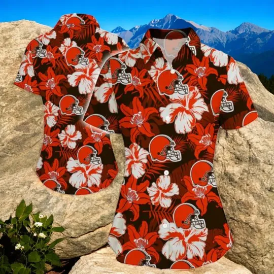 Cleveland Browns Women Hawaiian Shirt Summer Button Up12