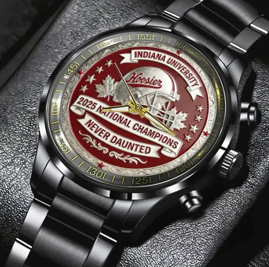 Discover Indiana Hoosier Football 2025 National Champions Stainless Steel Watch For Fans