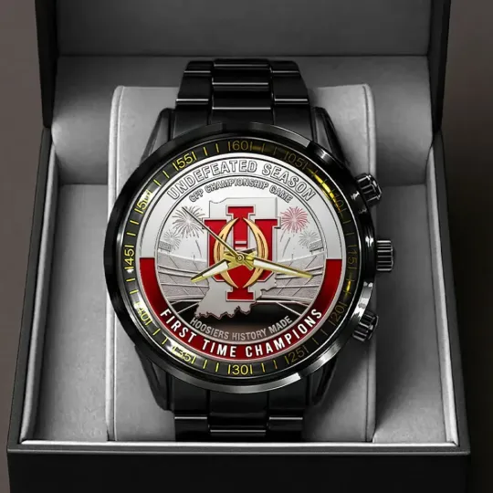 Discover Hoosiers Football 2025 National Champions Black Stainless Steel Watch