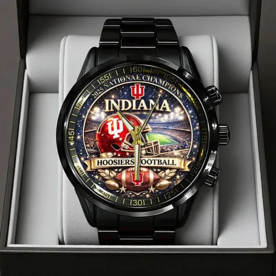 Discover Hoosiers Football 2025 National Champions Black Stainless Steel Watch