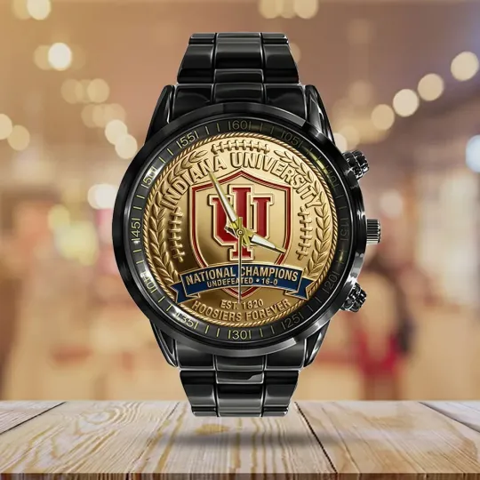Discover Hoosiers Football 2025 National Champions Black Stainless Steel Watch