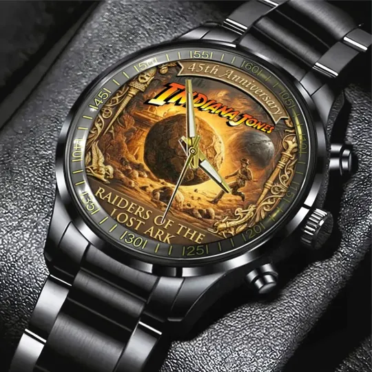 Jones Raiders of the Lost Ark 45th Anniversary Black Stainless Steel Watch