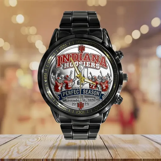 Discover Hoosiers Football 2025 National Champions Black Stainless Steel Watch
