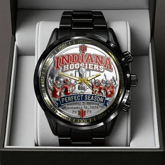 Discover Hoosiers Football 2025 National Champions Black Stainless Steel Watch