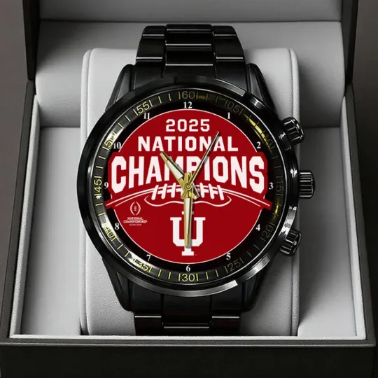 Discover Hoosiers Football 2025 National Champions Black Stainless Steel Watch