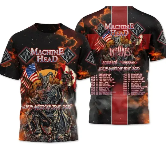 Discover Machine Head North America Tour 2025 In Flames 3D T-Shirt