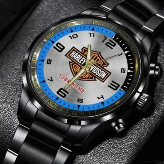 Discover Personalized Harley Motor Racing Davidsonn Black Stainless Steel Watch For Men