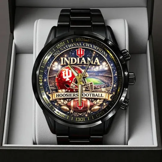 Discover Indiana Hoosier Football 2025 National Champions Stainless Steel Watch