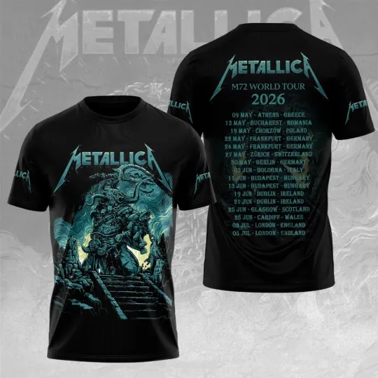 Discover Metllica M72 World Tour 2026 3D T-Shirt