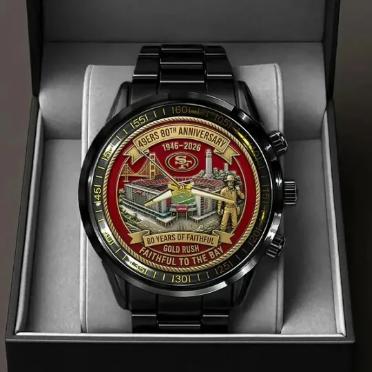 49ers 80th Anniversary Black Stainless Steel Watch