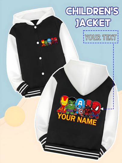 Discover Marvel Boys Baseball Jacket - Avengers Q-version heroes line up, cute and trendy, perfect for birthday parties and outdoo