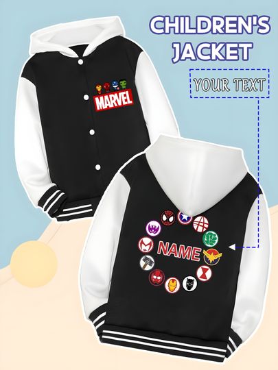 Discover Marvel Boys Baseball Jacket - Avengers logo ring design, creative and unique, perfect for school activities and weekend o
